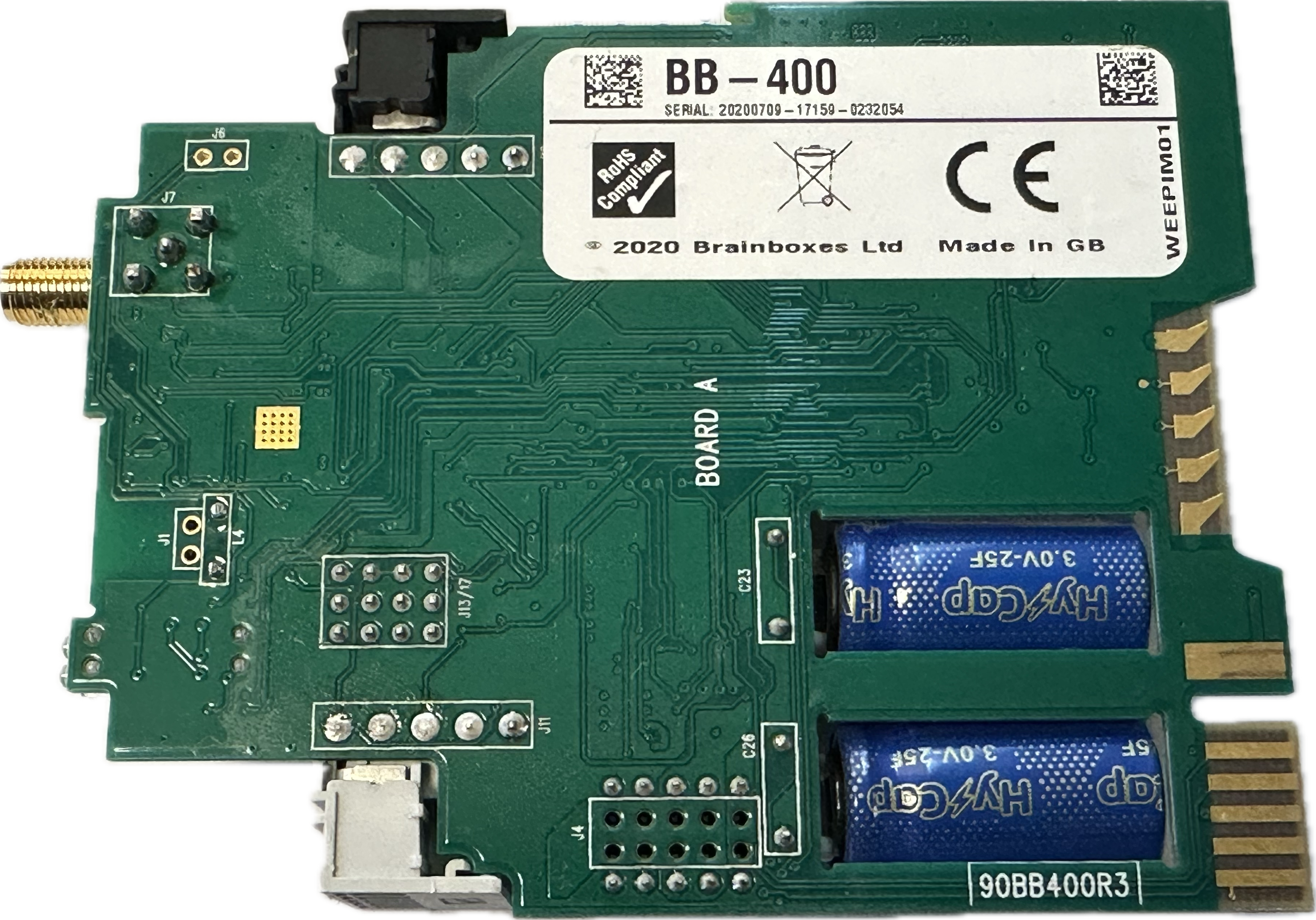 Image showing the sticker location on the BB-400 that contains the serial number